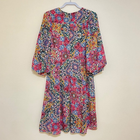 Calvin Klein Women's V-Neck Knee Length Dress with Puffed Sleeves Size 10 - Picture 11 of 16